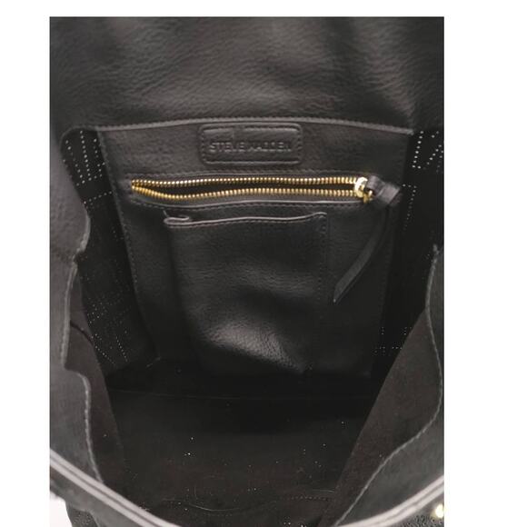 Steve Madden Purse Shoulder Bag Tote Black Perforated Print - Picture 8 of 9